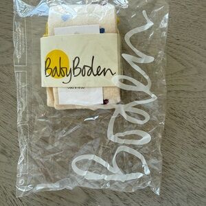 NWT Baby Boden Cream and Pink Tights 6-12mo